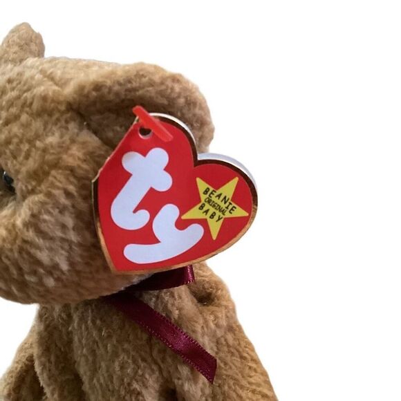 1993 1996 Retired Curly The Teddy Bear Ty Beanie Baby Plush Collectible Vintage - Picture 9 of 12